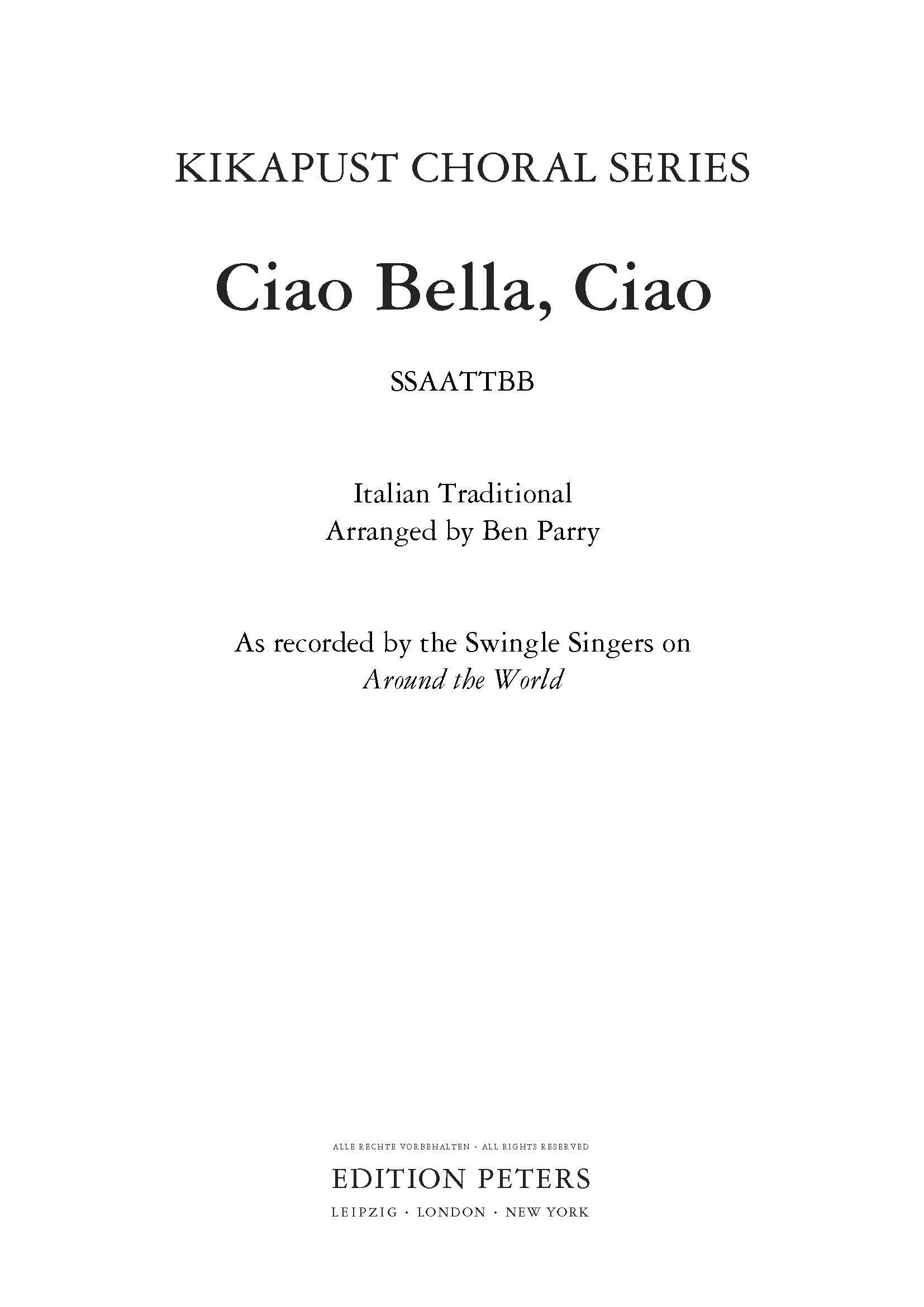 Ciao Bella, Ciao