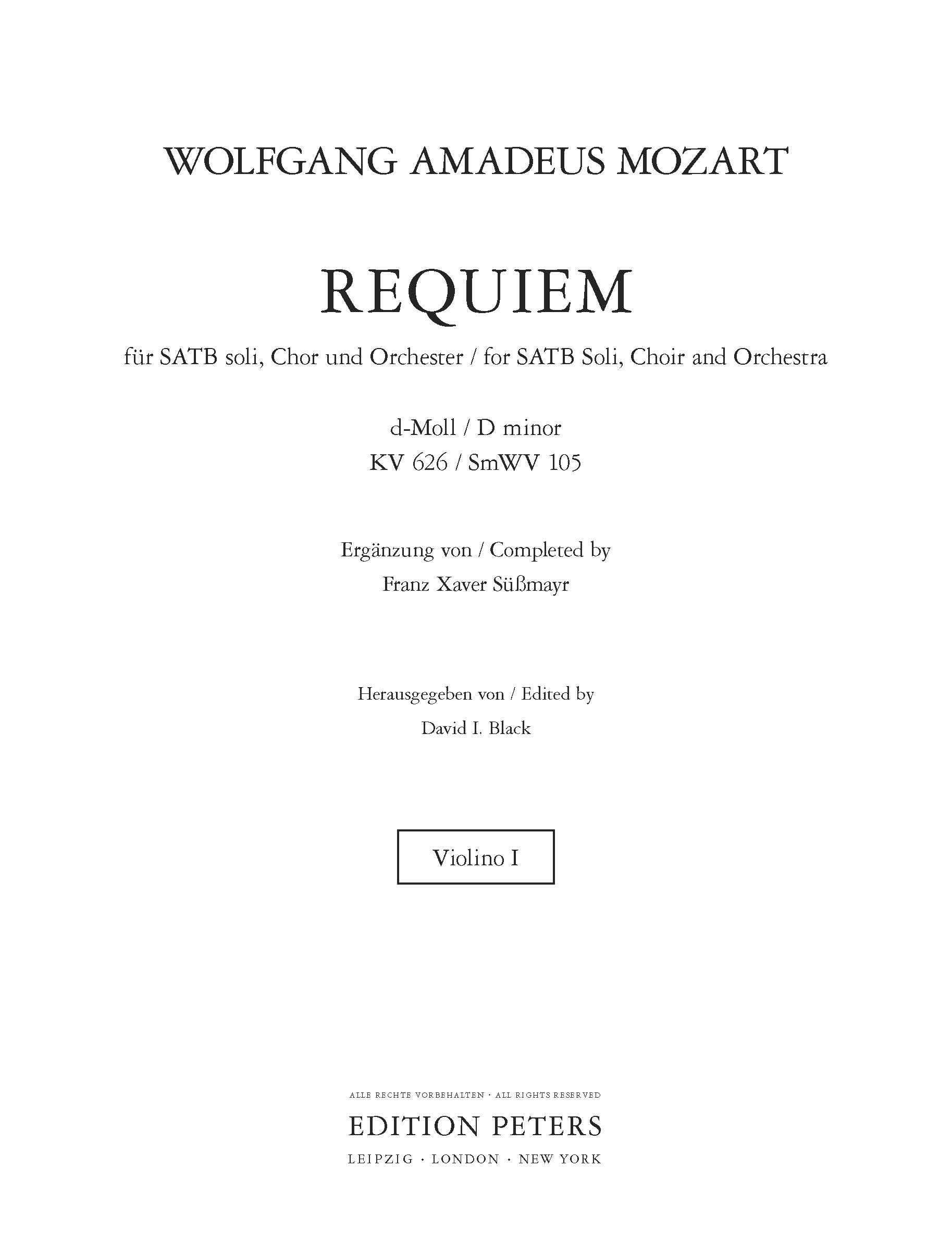 Requiem in D minor, K.626 (Violin I)