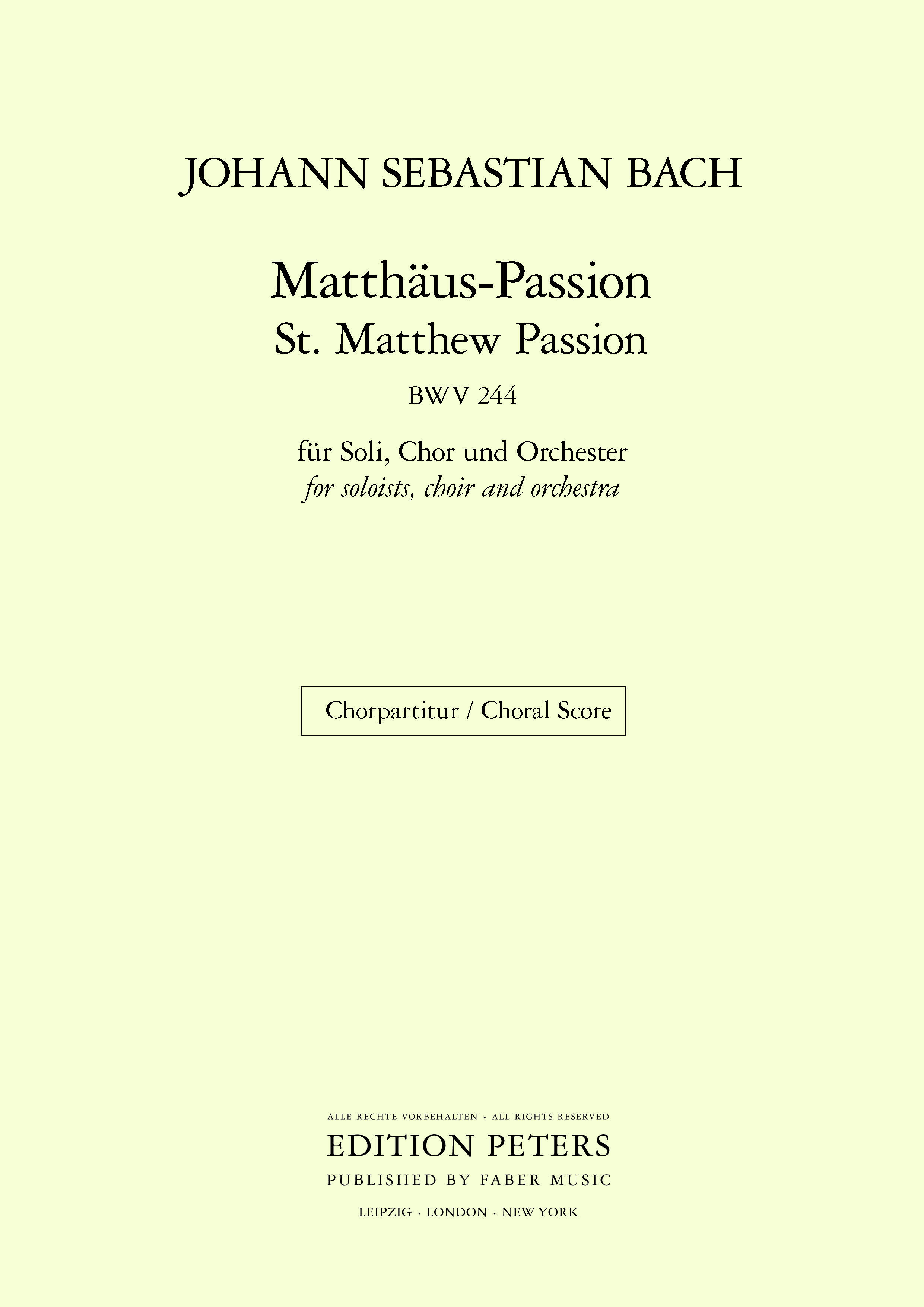 St. Matthew Passion BWV 244