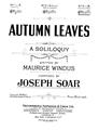 Autumn Leaves (Joseph Soar) Partituras