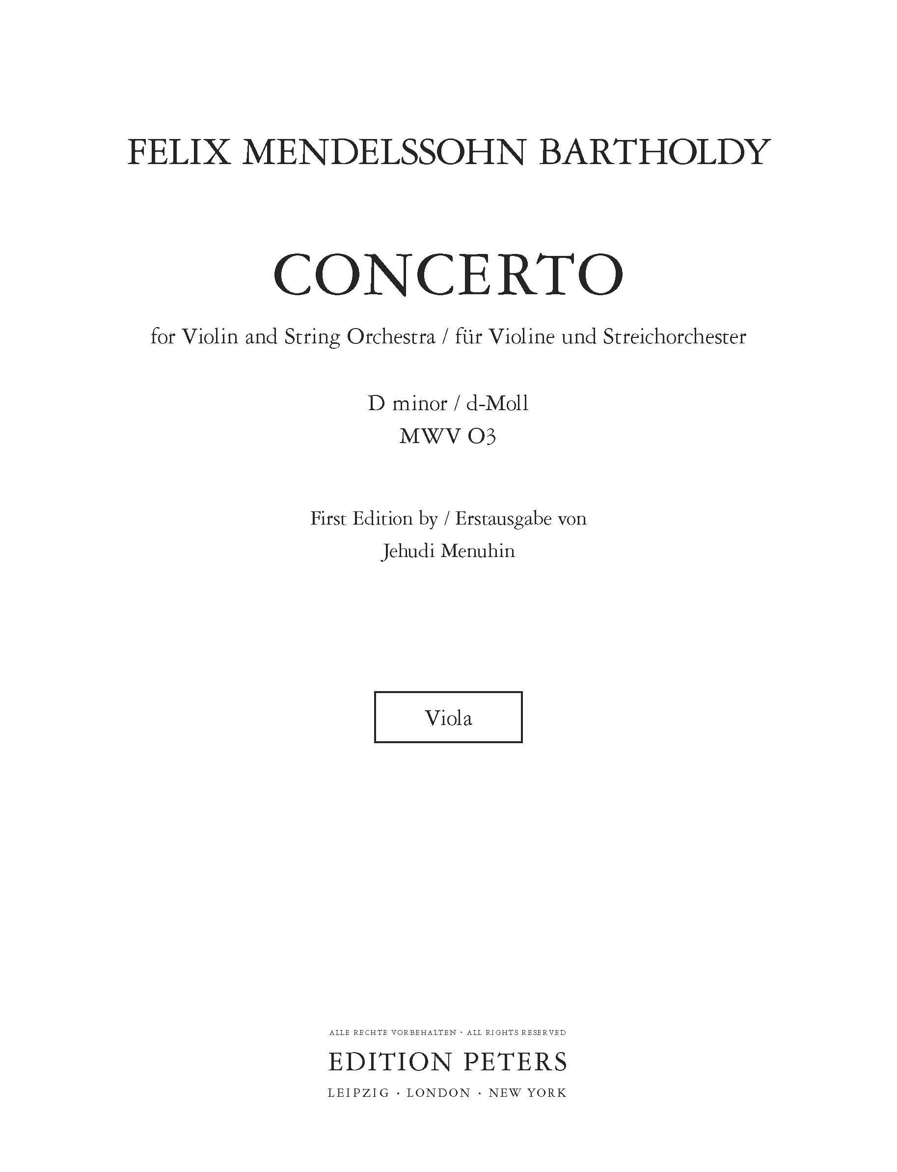 Violin Concerto in D minor (Viola)