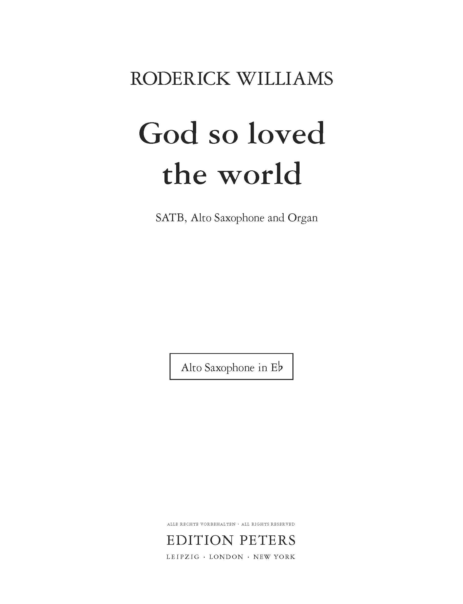 God so loved the world (Alto Saxophone)