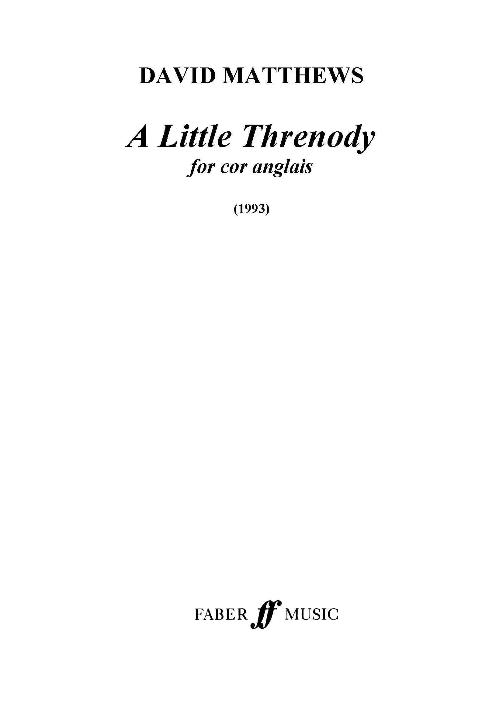 A Little Threnody