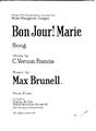 Bon Jour! Marie Sheet Music