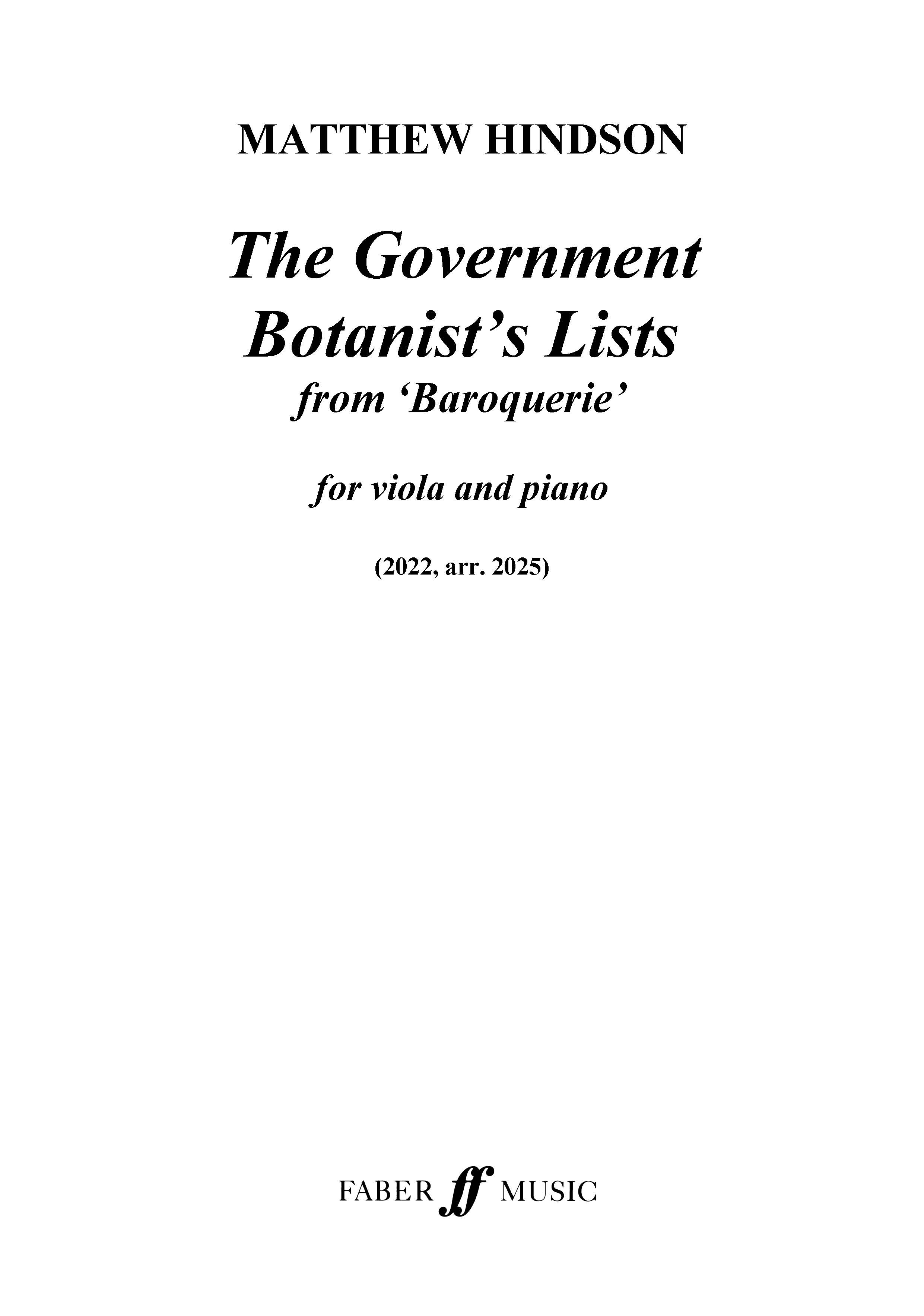 The Government Botanist's Lists (from 'Baroquerie')