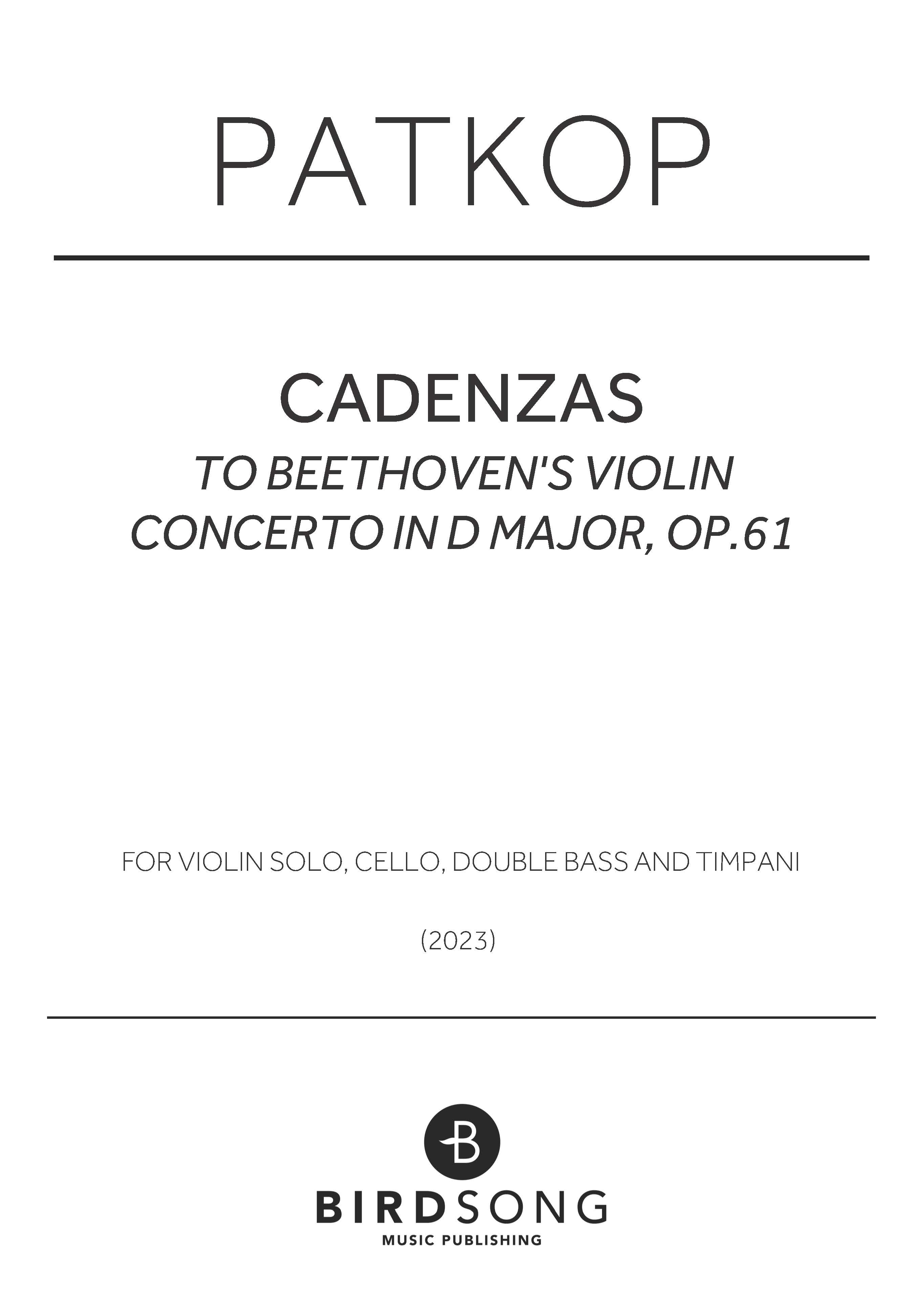 Cadenzas to Beethoven's Violin Concerto in D major, Op.61 Faber Music