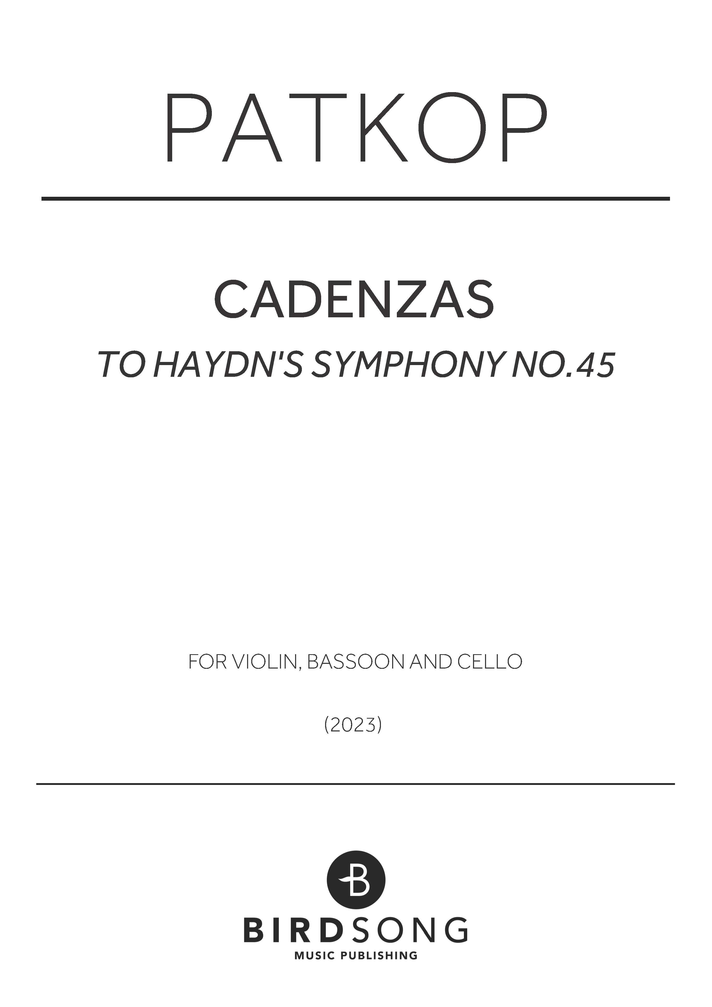 Cadenzas to Haydn's Symphony No.45
