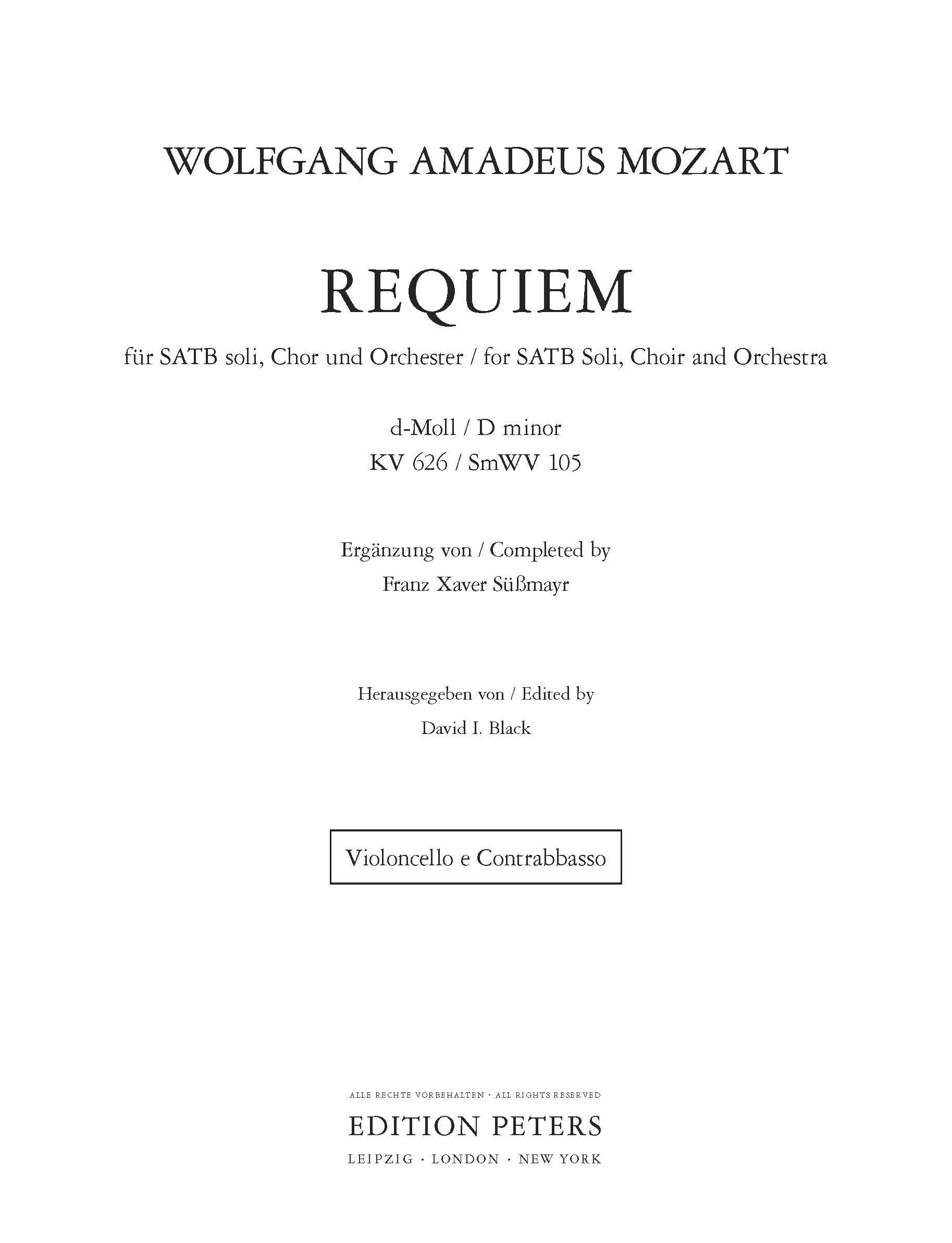 Requiem in D minor, K.626 (Cello/Bass)