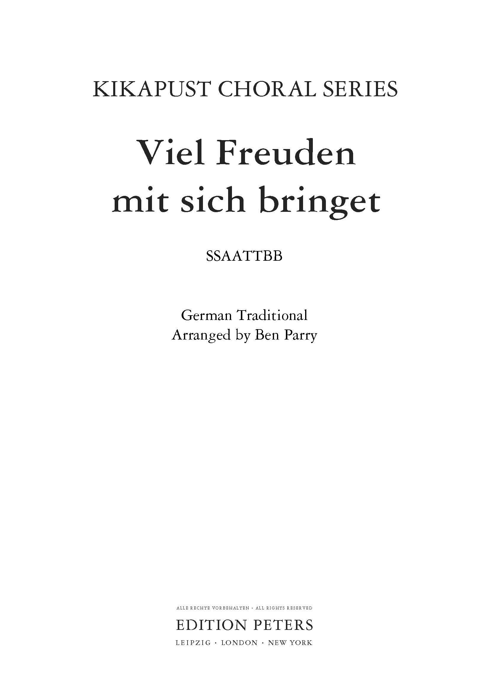 Viel Freuden Mit Sich Bringet