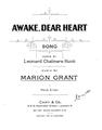 Awake, Dear Heart Sheet Music