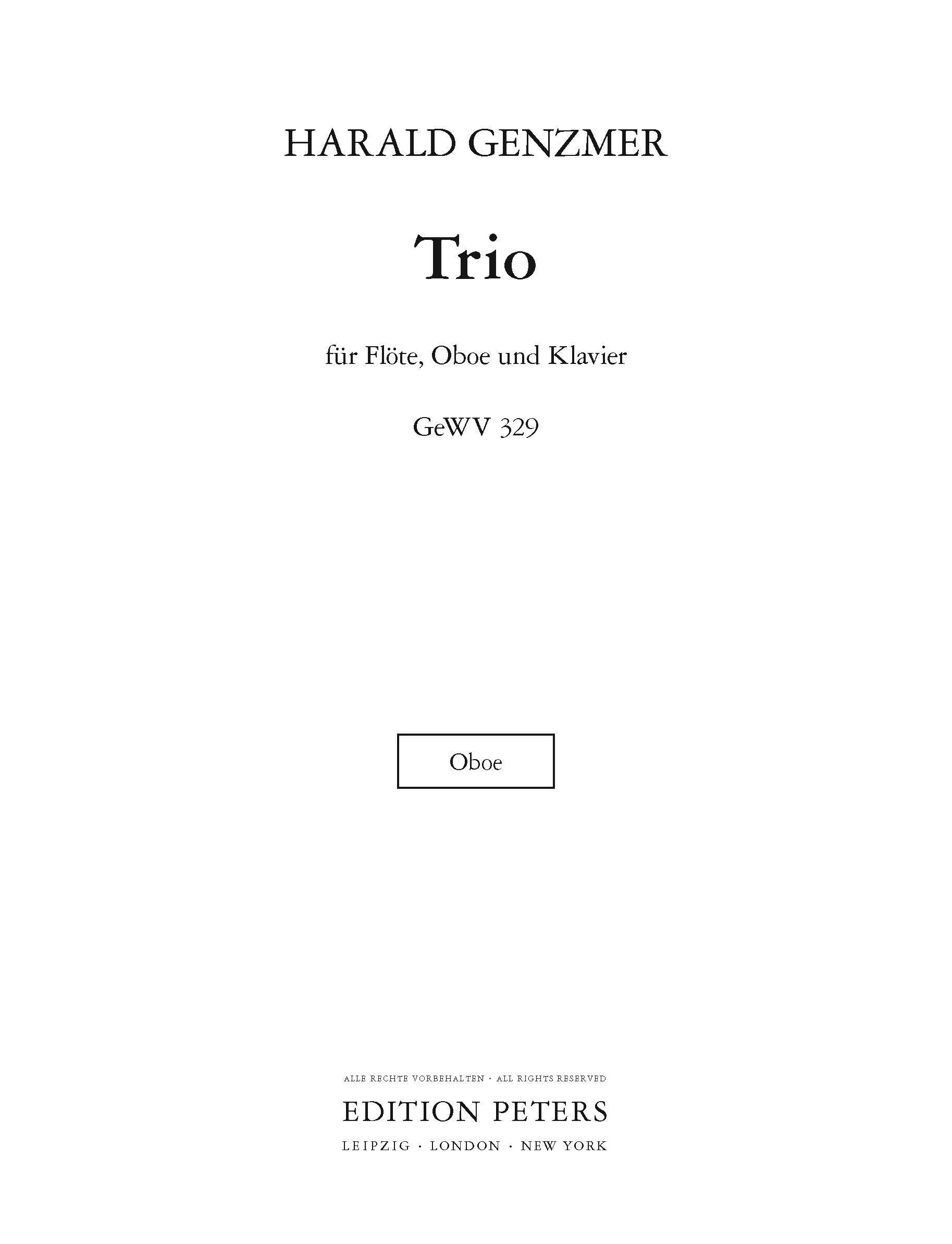 Trio für Flöte, Oboe and Klavier