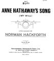 Anne Hathaways Song Sheet Music
