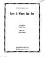 Love Is Where You Are Sheet Music