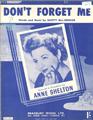 Dont Forget Me (Anne Shelton) Partituras Digitais