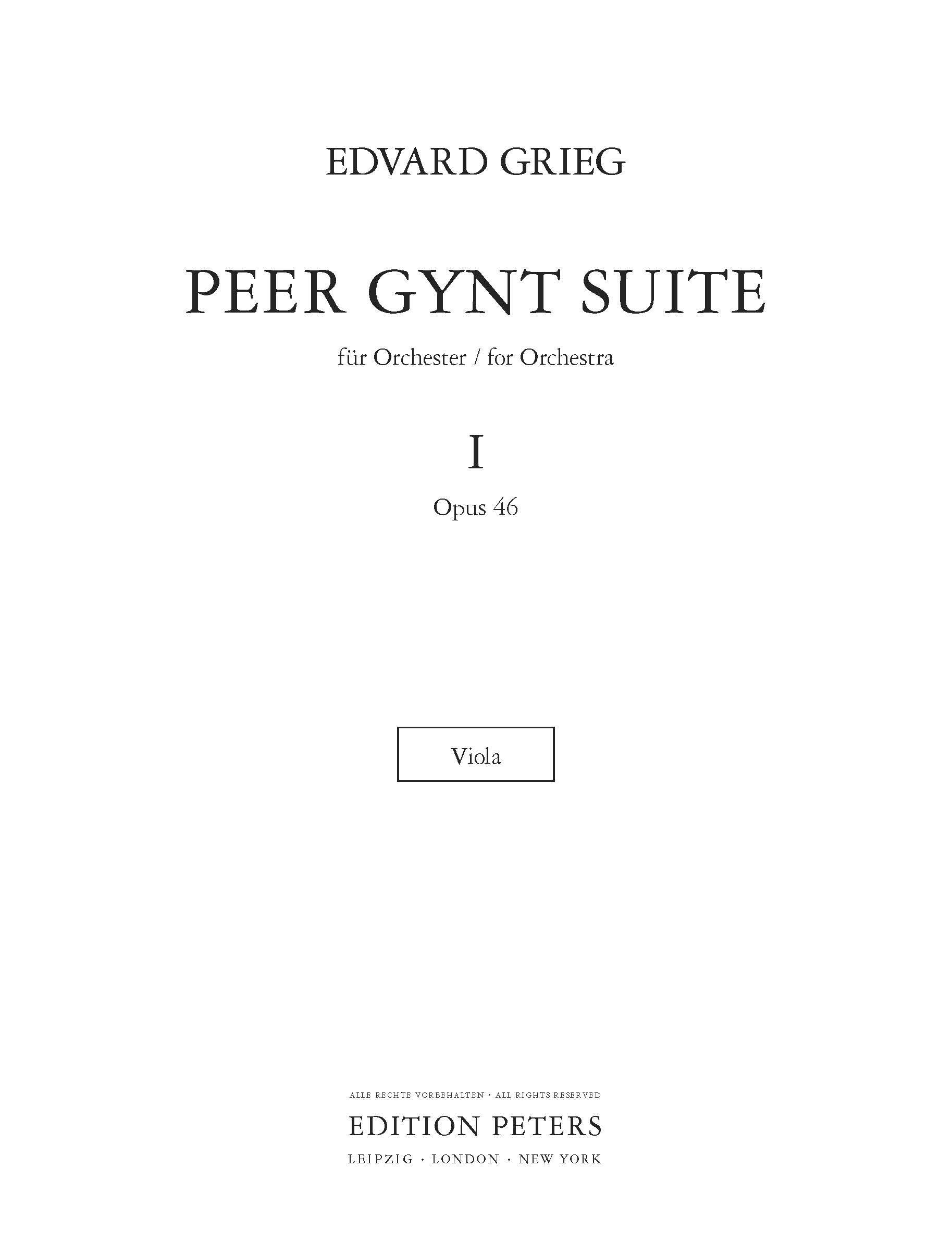Peer Gynt Suite No. 1, Op. 46 (Viola)