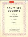 Dont Say Goodbye (Jimmy Newman) Sheet Music