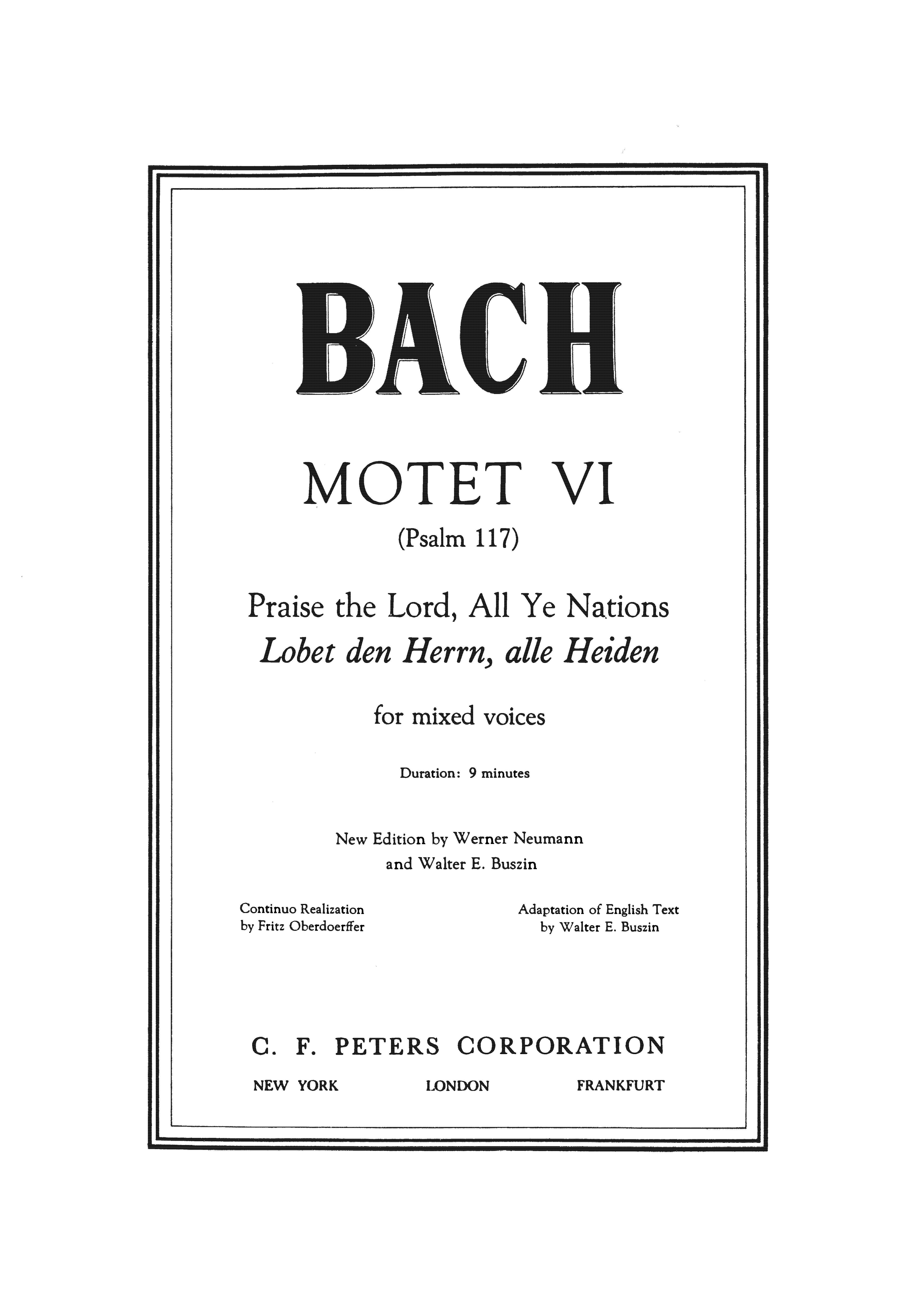 Alleluja (from Motet VI 'Praise The Lord, All Ye Nations')