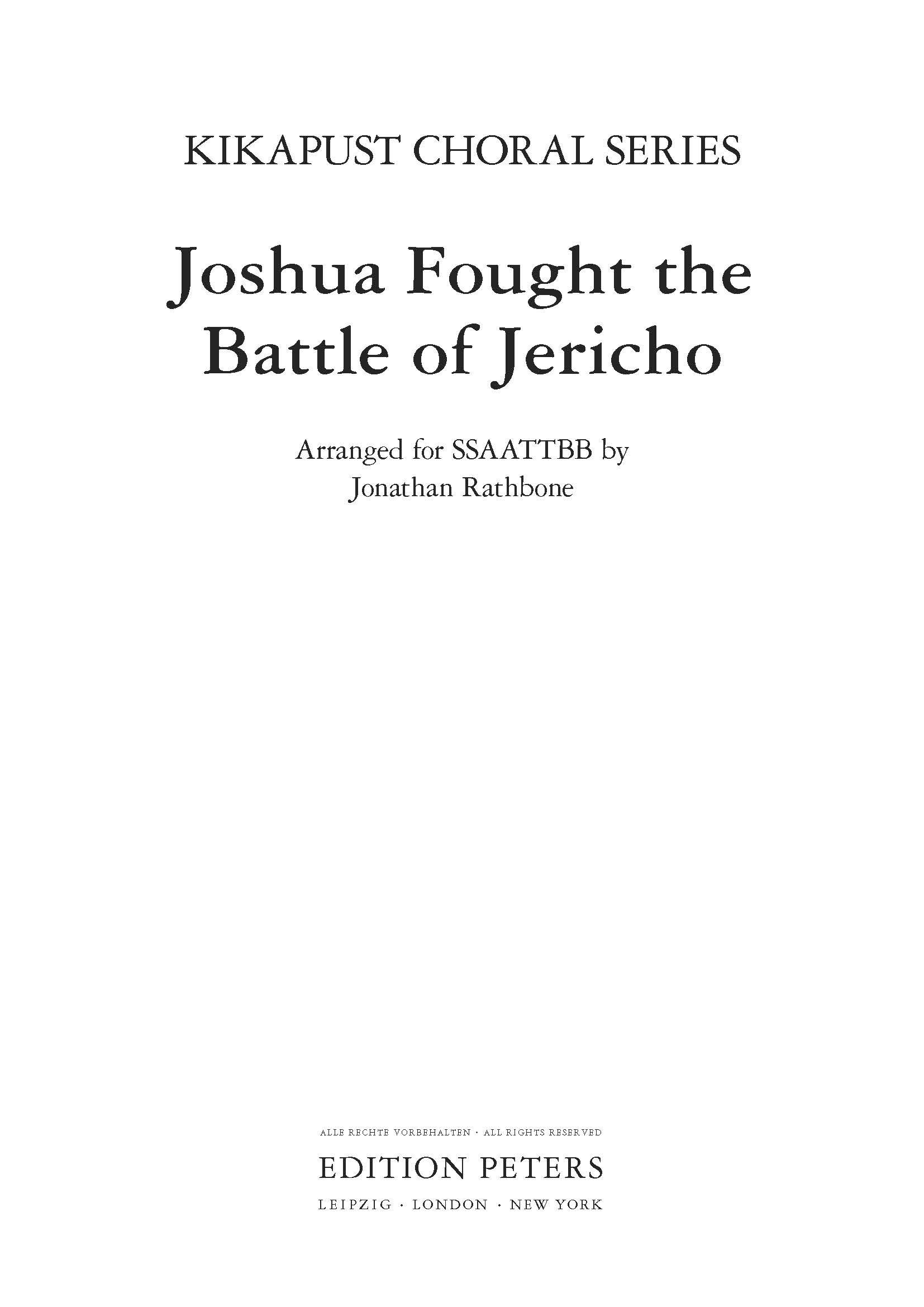 Jonathan Rathbone: Joshua Fought The Battle Of Jericho (SSAATTBB ...