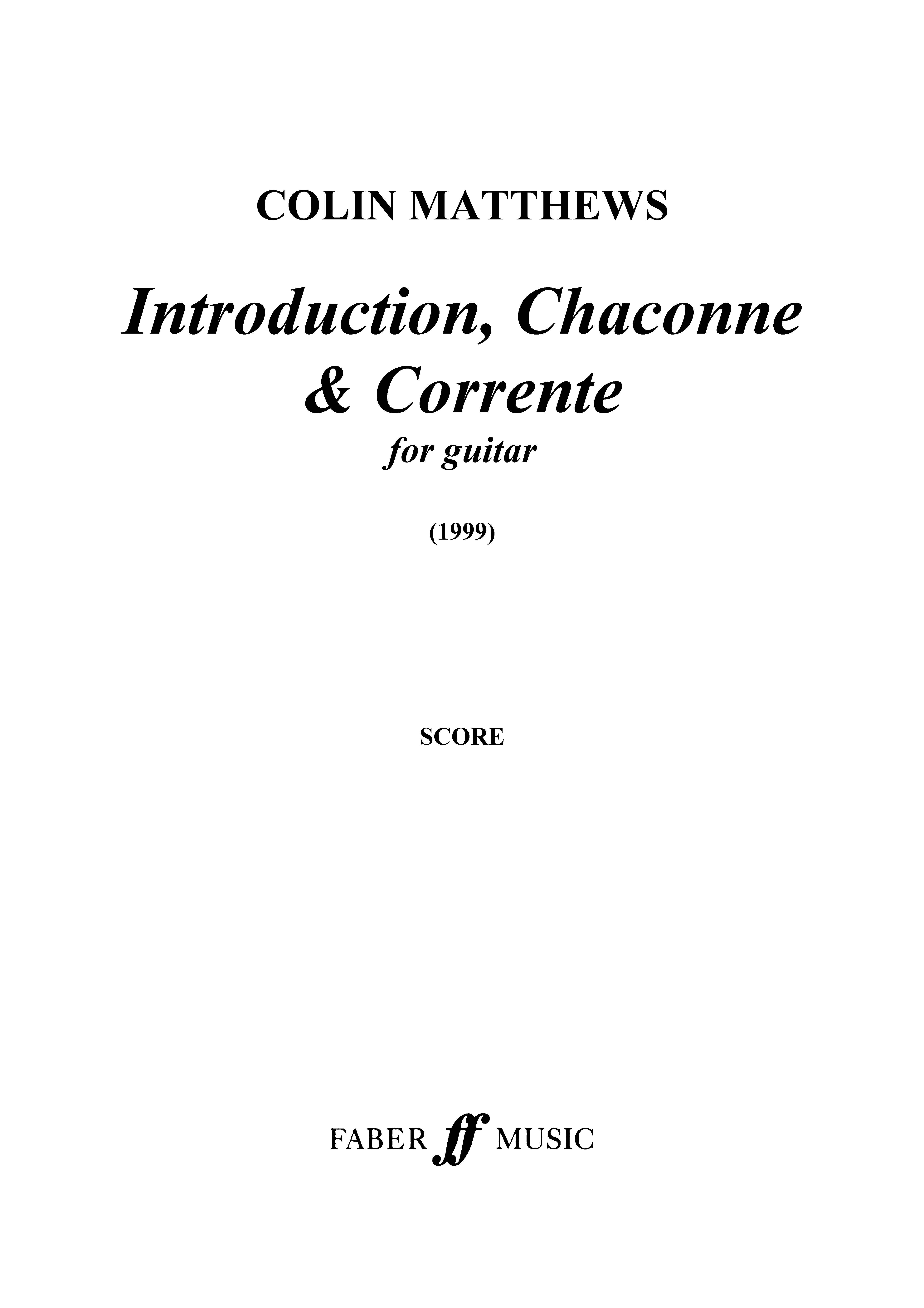 Introduction, Chaconne & Corrente